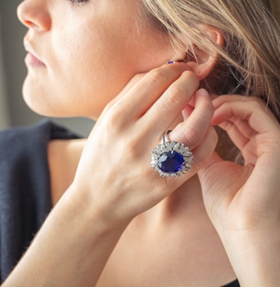 Woman with beautiful antique ring