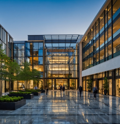 The entryway to an office building